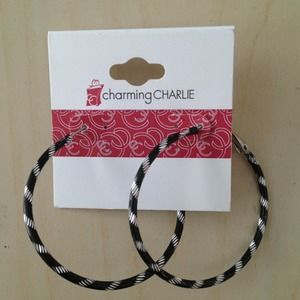 Black and silver hoop earrings