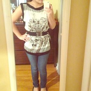 Papaya blouse with removable belt and coin belt