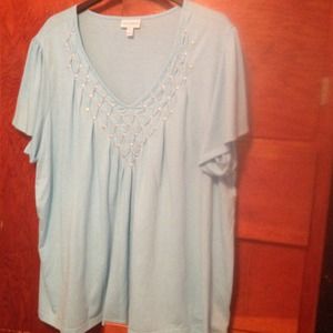 Turquoise plus size Shirt with bling