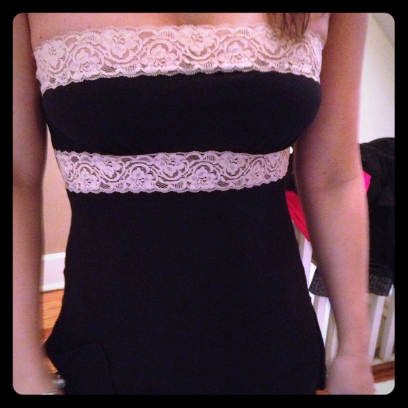Black and lace tube top/tank sz x-small - Picture 1 of 1