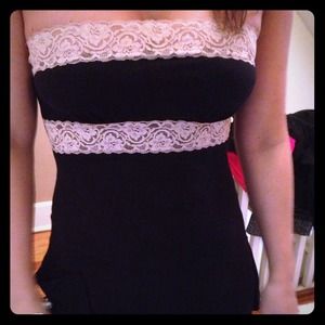 Black and lace tube top/tank sz x-small
