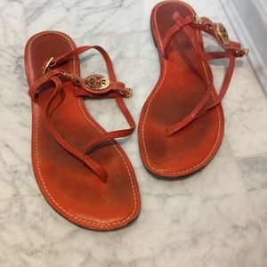 Leather orange Tory Burch sandals