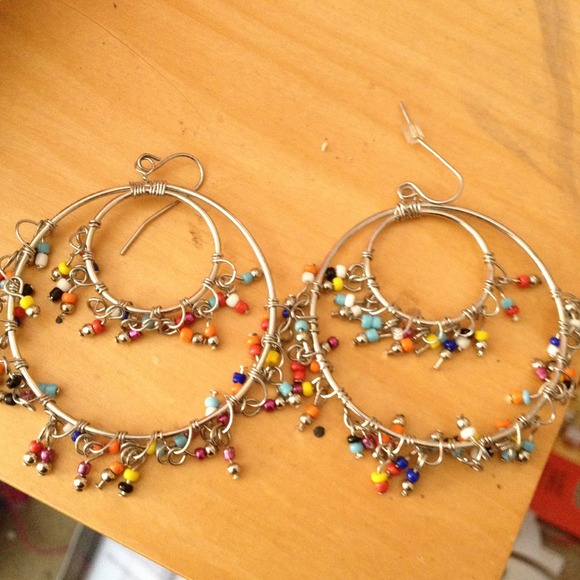 Large multicolored earrings - Picture 2 of 2