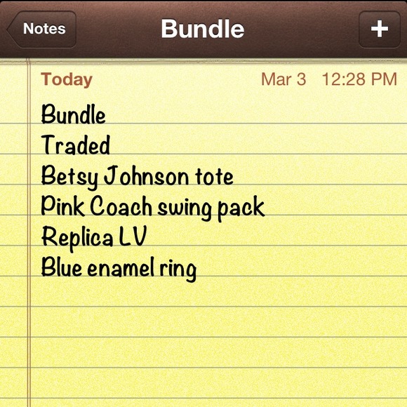 Traded items also the black coach bag!