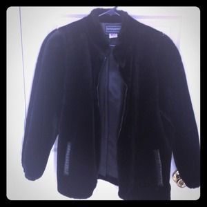 Black faux fur coat