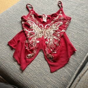 Maroon butterfly tank