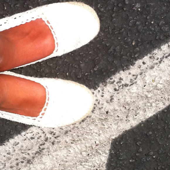 Adorable white crochet flats