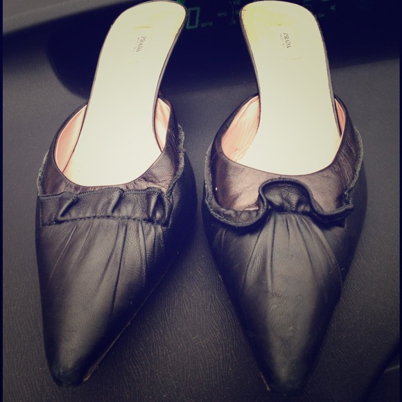 Prada Shoes - Black leather Prada 1.5 inch heels
