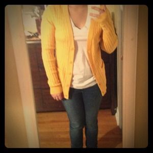 Maroon Yellow Knit Cardigan