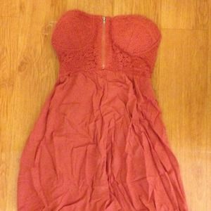 ❌ SOLD!! High-low Salmon/pink crochet dress