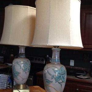 Lamps White w/ Teal & Gold.    Priced at $75.00