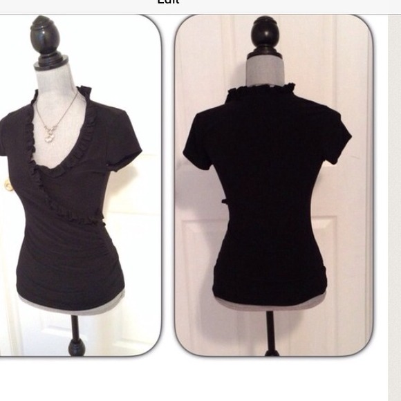 💚BUNDLED💚NWOT Beautiful short sleeve black top. - Picture 2 of 4