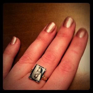 Onyx and diamond ring