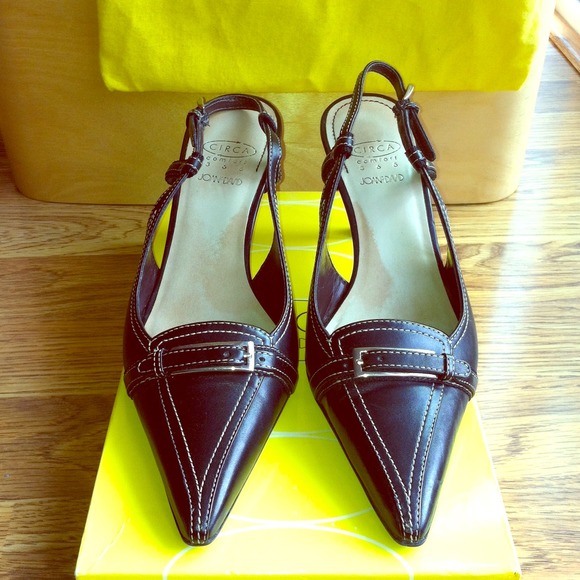 SOLD Circa Joan and David. Black sling backs