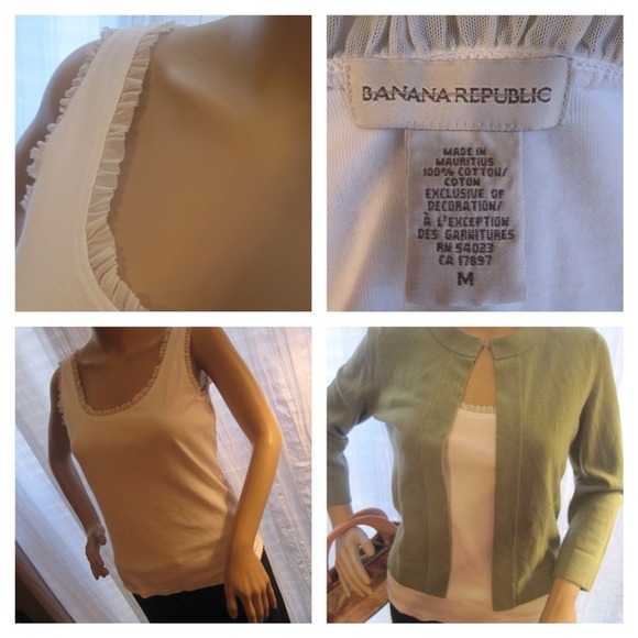 Bundled Banana Republic Ruffle Trim White Tank - Picture 1 of 3