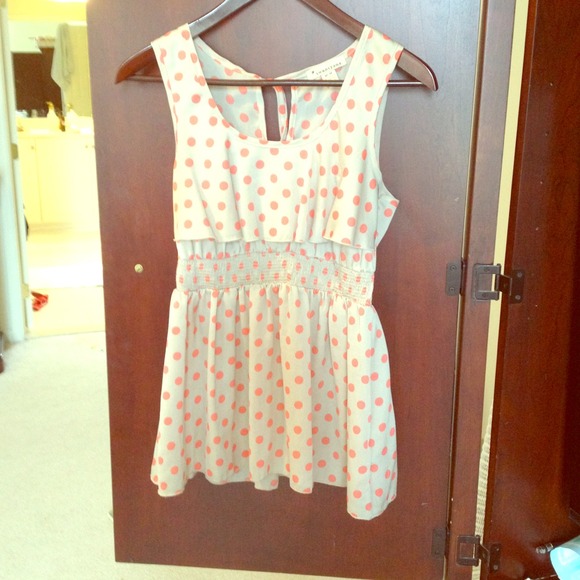 Grey and pink polka dot shirt