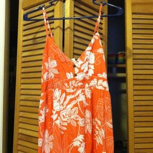 Cute orange floral pattern sundress
