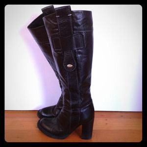 SOLD!  Chloe knee high black leather boot 38