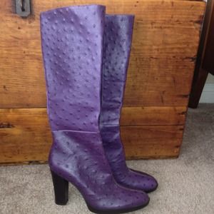 Nine West purple ostrich look boots