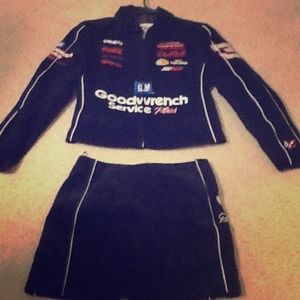 Dale Earnhardt suede jacket  M skirt  6 set blk