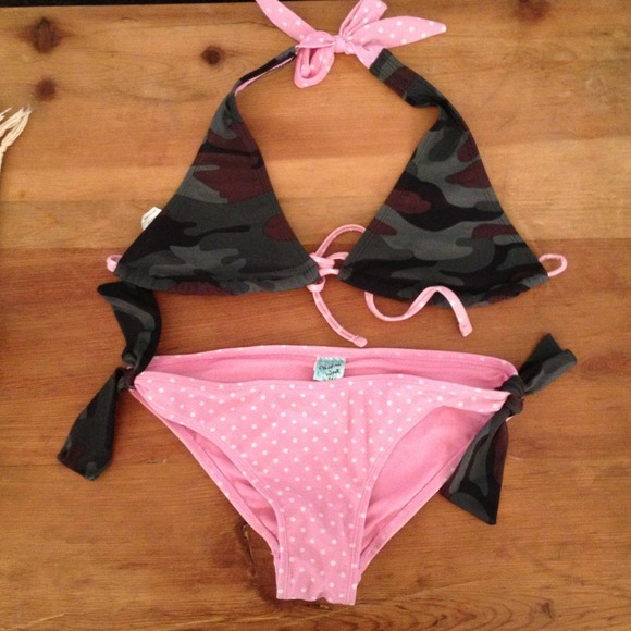 Other - 🌷SOLD🌷Pink polka dot and camo bikini
