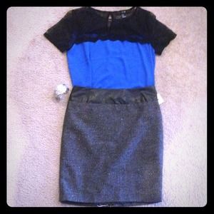 ✂Reduced✂Gray & Black Skirt with faux leather trim