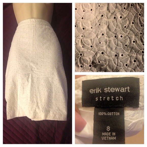 COTTON EYELET PENCIL SKIRT - Picture 2 of 5