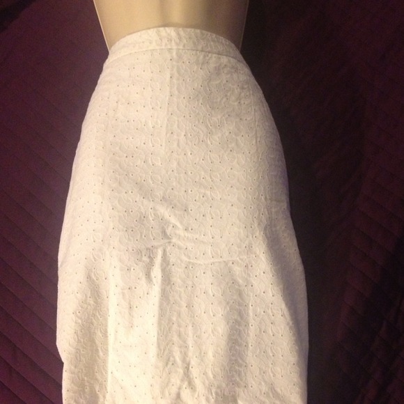 COTTON EYELET PENCIL SKIRT - Picture 3 of 5