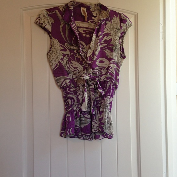 SOLD in bundle for Stacey! Purple/white silk top