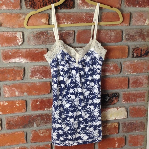 Blue and cream floral cami