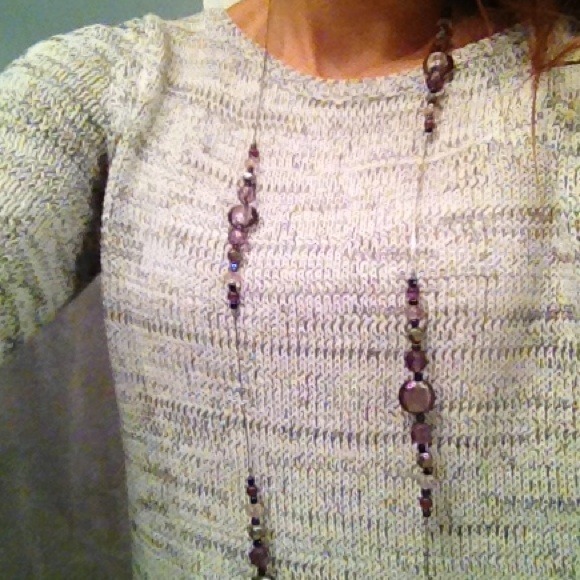 Pretty purple and silver long necklace.