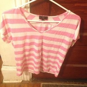 Pink/white stripe T shirt
