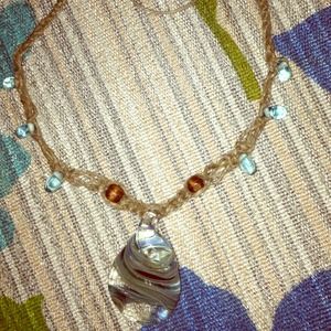 Unique glass pendant hemp necklace