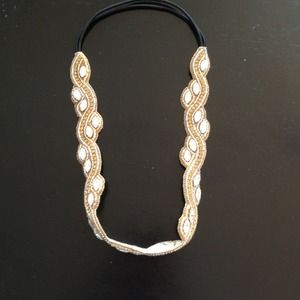 Anthropologie headband nude and gold
