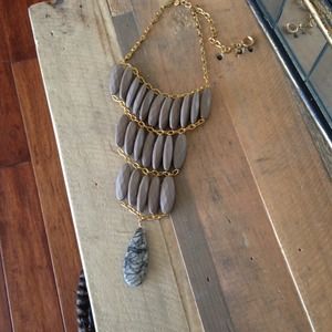 Anthropologie gold and grey statement necklace