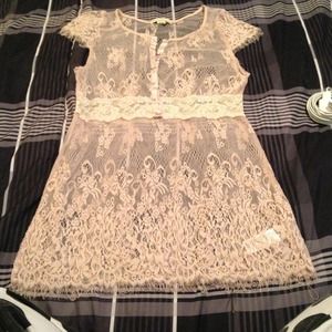 A lace see through cap sleeve top