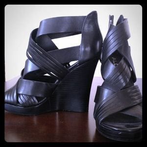 Aldo black leather wedge