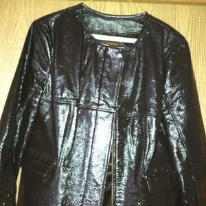 Adrienne Vittadini Brown Patent Leather Jacket