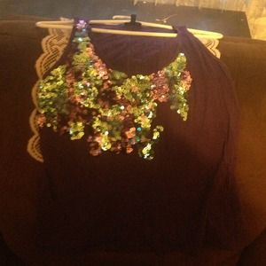Embellished purple tank top