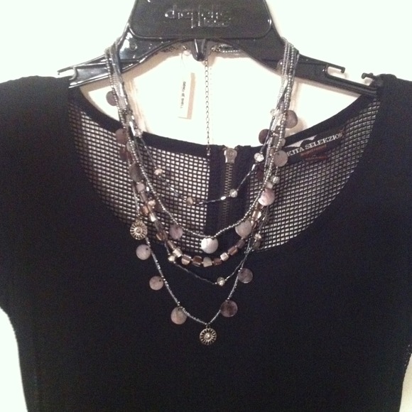 Silver and grey necklace *GENUINE SHELL*