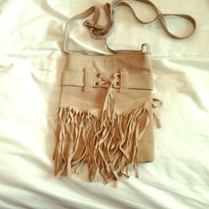 Reserved! Beige fringe suede cross body bag