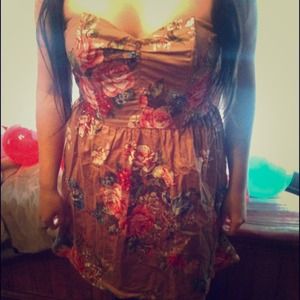 Strapless floral dress