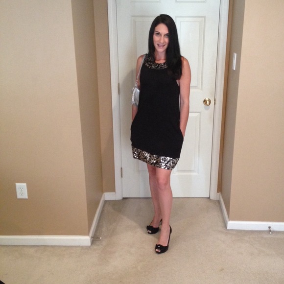 EXPRESS Black & Sequin Party Dress