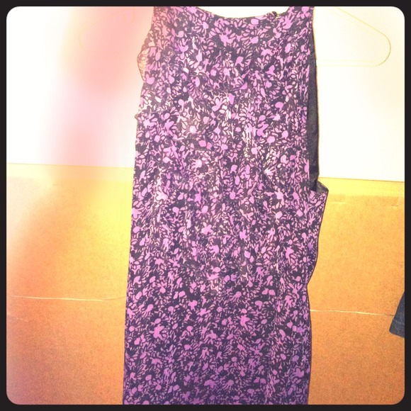 Purple and black print summer dress