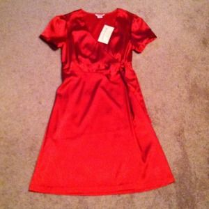 NWT, Guess Jeans Red Satin Dress, Medium