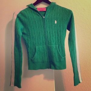 Green and white hooded Juicy sweater.