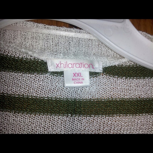 Hunter green striped open layered cardigan - Picture 2 of 3