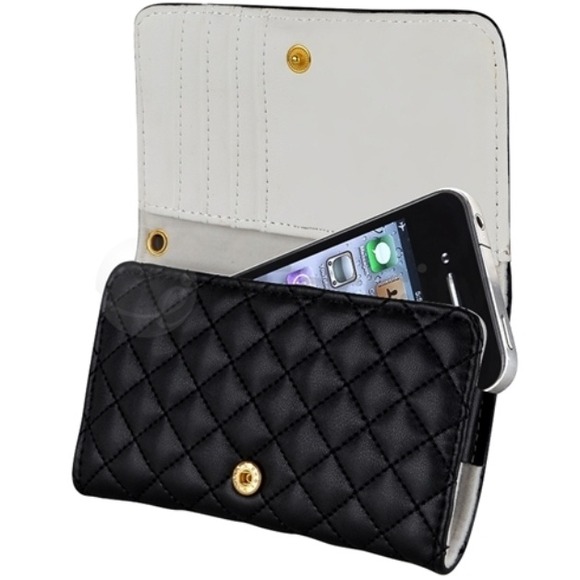 Clutches & Wallets - iPhone Quilt Wallet Case Black + free stylus!
