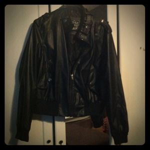 Plus size faux leather jacket