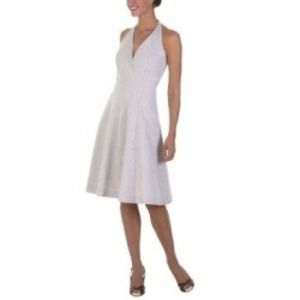 Light brown/white seersucker halter dress